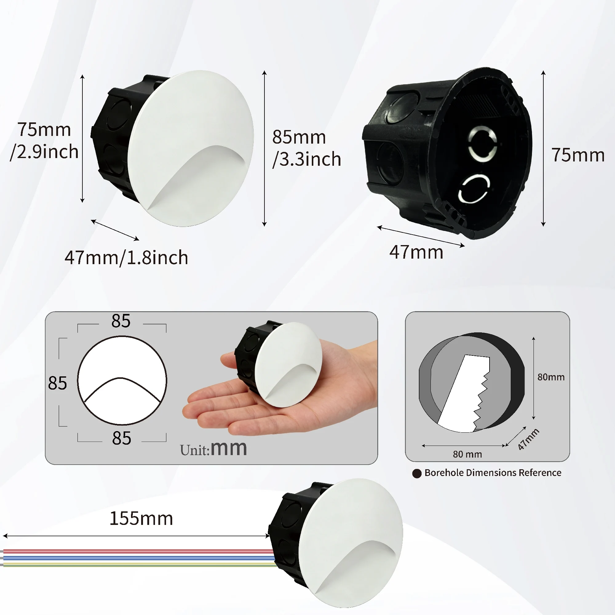 Led Stair Light Step Lights 3W Square Round Recessed Indoor Outdoor Waterproof Staircase Led Wall Lamp For Home Steps Walkway - view 3
