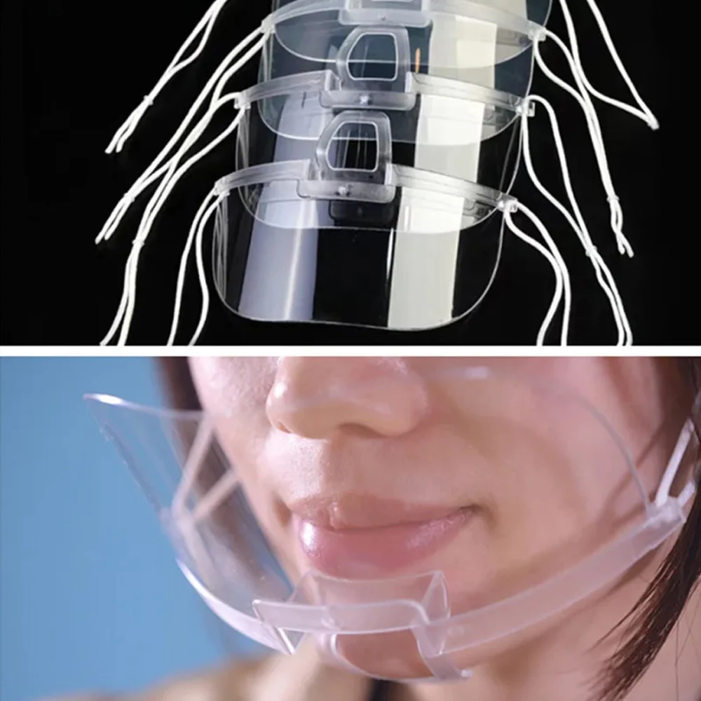 10 Uds. Máscara antiniebla transparente reutilizable cubierta protectora restaurante escuela plástico antisaliva protector bucal cubierta de máscara bucal