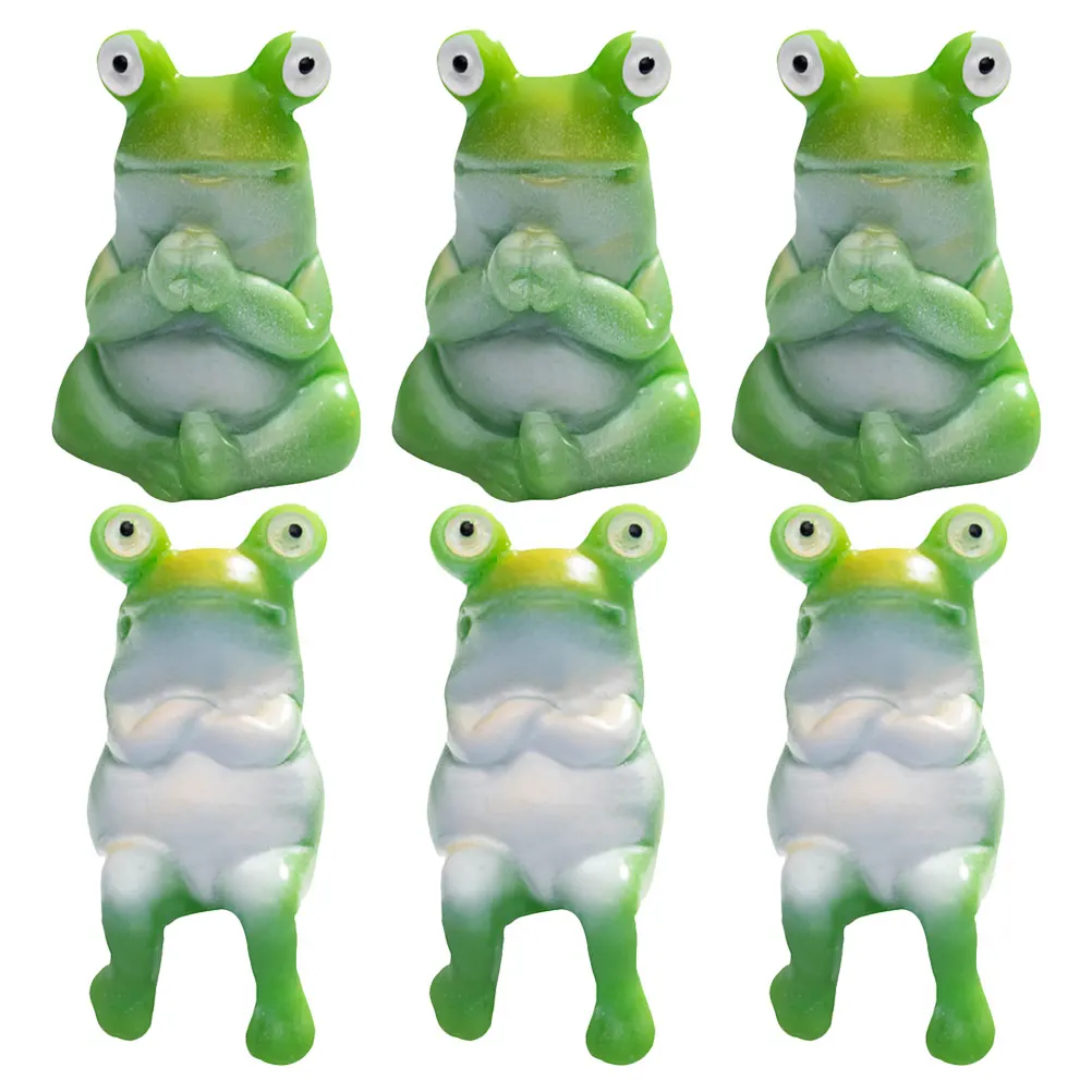 

12pcs Landscape Frogs Cute Animal Figurines Home Office Terrarium Frog Figurines Garden Decor Resin Made Pack