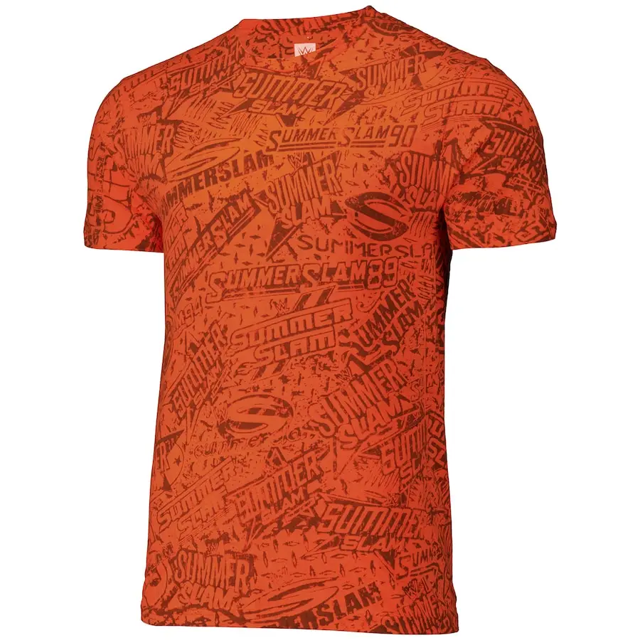 Euroleague Championship T-Shirt Summer Sport Top for Both Men and Women SummerSlam 2024 Stained Image All Logos T-shirt - Orange