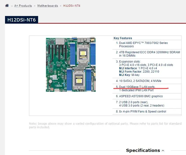 H12DSi-NT6 for Supermicro EATX Motherboard Dual EPYC 7003/7002 Series Processors Dual 10GBase-T LAN Ports  IPMI LAN