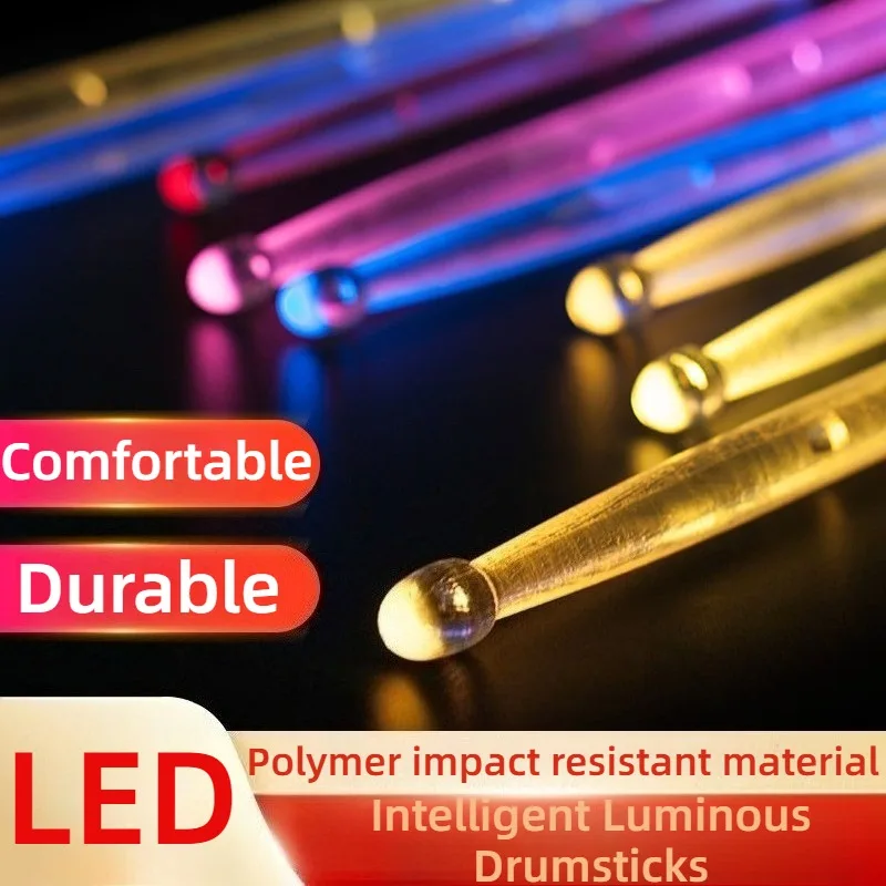 

LED Intelligent Luminous Drumsticks Comfortable Non-slip Rechargeable Frosted Drumstick Durable Musical Instrument Accessories