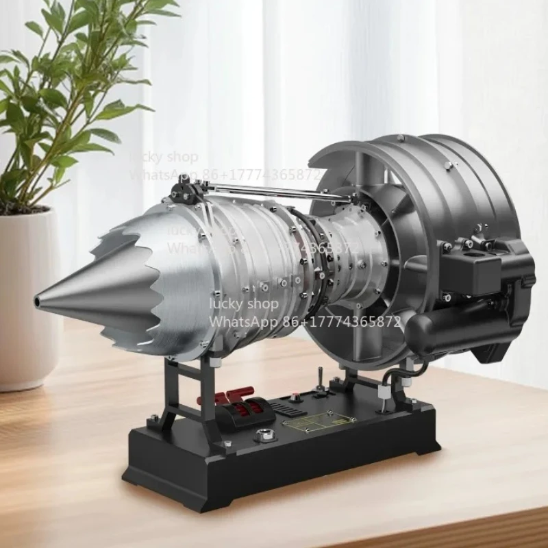 【 Lucky Building Blocks Assembly 】Aircraft Engine Assembly Model Precision Metal Mechanical Parts Assembly  Ornament