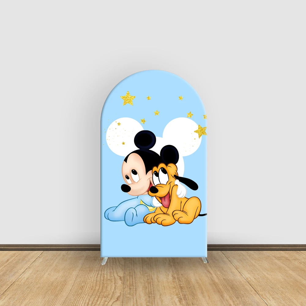 Baby Mickey Mouse Design Background Photography Disney Design Birthday Decoration Spandex Fabric Covers Backdrop For Stands