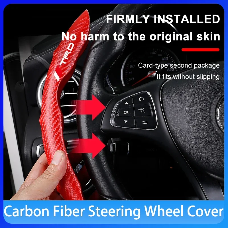 

Universal Car carbon fiber anti slip segmented steering wheel protective cover For Toyota TRD Logo Corolla Chr Avensis Yaris