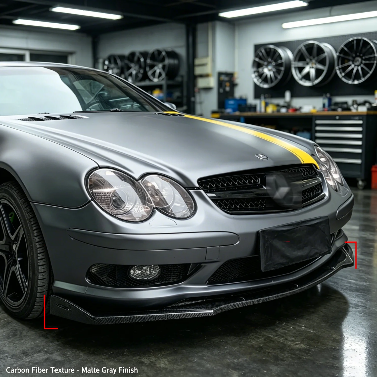 For Mercedes-Benz SL350 Class 2004 Car Body Kit Front Bumper Splitter Lip Diffuser Spoiler Protector Carbon Fiber Accessories