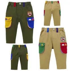 Casual Pants Autumn New Boys Cartoon Bear Badge Embroidered Engineering Car Trousers Handsome Cargo Pants