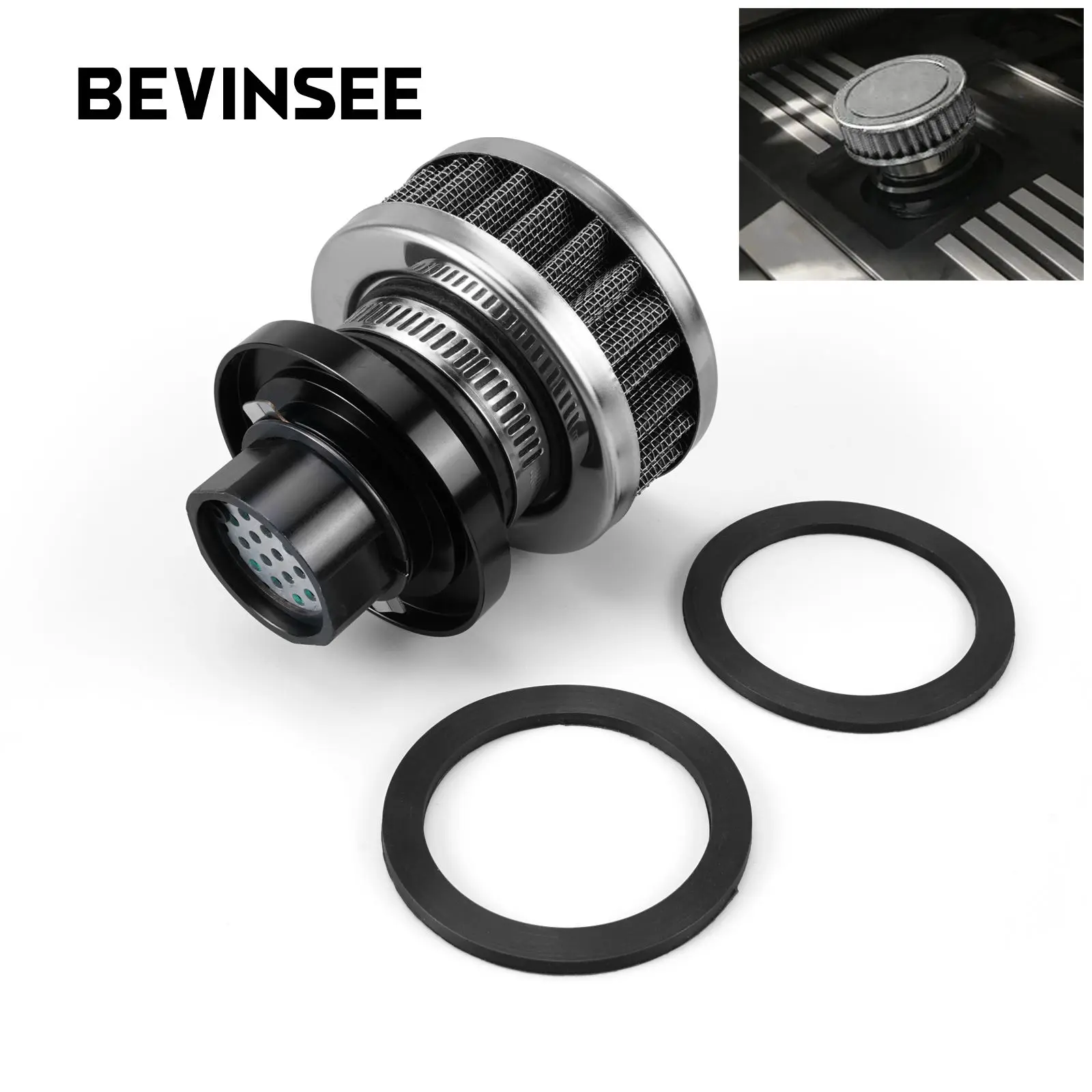 BEVINSEE Aluminium Oil Fill Cap Breather One Way For BMW E90 E91 E92 E93 E82 E88 E60 Z4 335i 335is 135i 535i N54 Engine