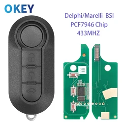 Okey 원격 스마트 자동차 키 Marelli/Delphi RX2TRF198 PCF7946 433MHz Fiat 500L Ducato Citroen Jumper Peugeot Boxer 2008-2015