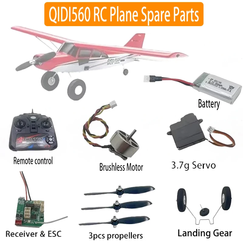 Image of QIDI560 Ersatzteile RC-Flugzeug Zubehör ESC Bürstenloser Motor Empfänger QIDI560 Akku Fernbedienung 3,7g Servo Ladekabel