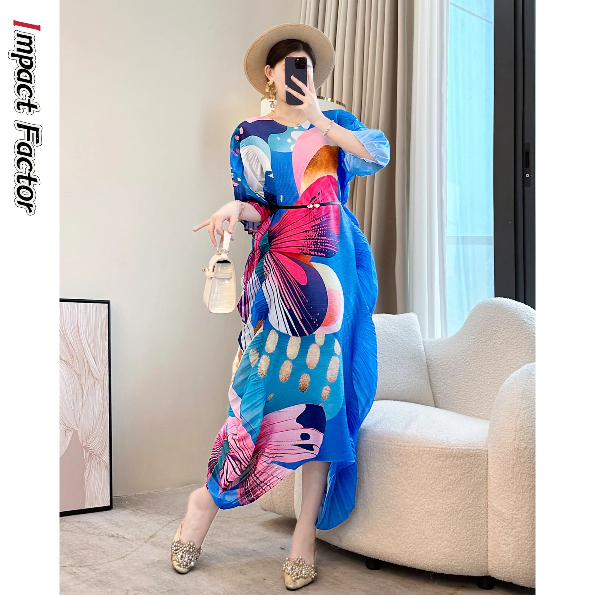 

Miyake популярное платье в оригинальном дизайне, лето 2021, плиссированное платье для отдыха на море, женская одежда