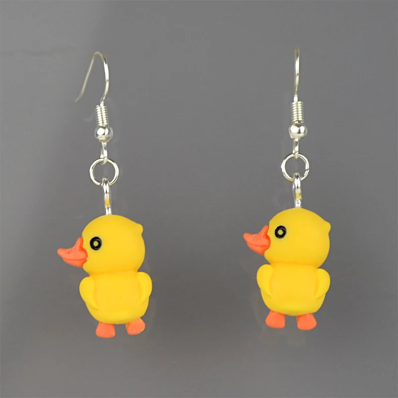 Cartoon Girl Resin Earrings For Women Girls Funny Duck Cute Animal Sheep Alpaca 12 Zodiac Signs Creativity Jewelry
