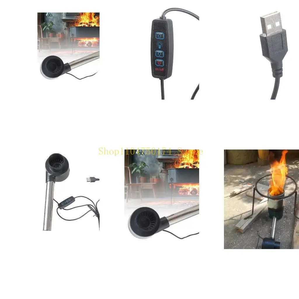 Electric Air Blower 5V USB Powered 5 Speed Modes 14.5cm Long Tube Fit for Grill Cooling And Smoky Ventilation Top Sale