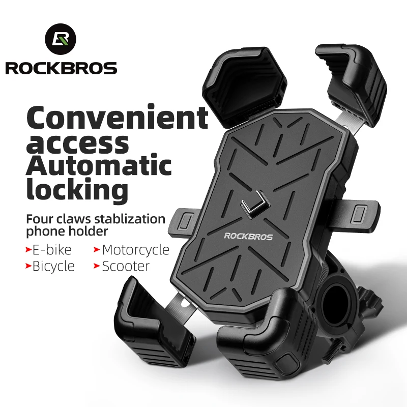 ROCKBROS Local Shipping Universal 360° Bike Phone Holder View Bicycle Phone Holder 4.5-7.2inch Mobile Phone Stand Shockproof Motorcycle Bracket