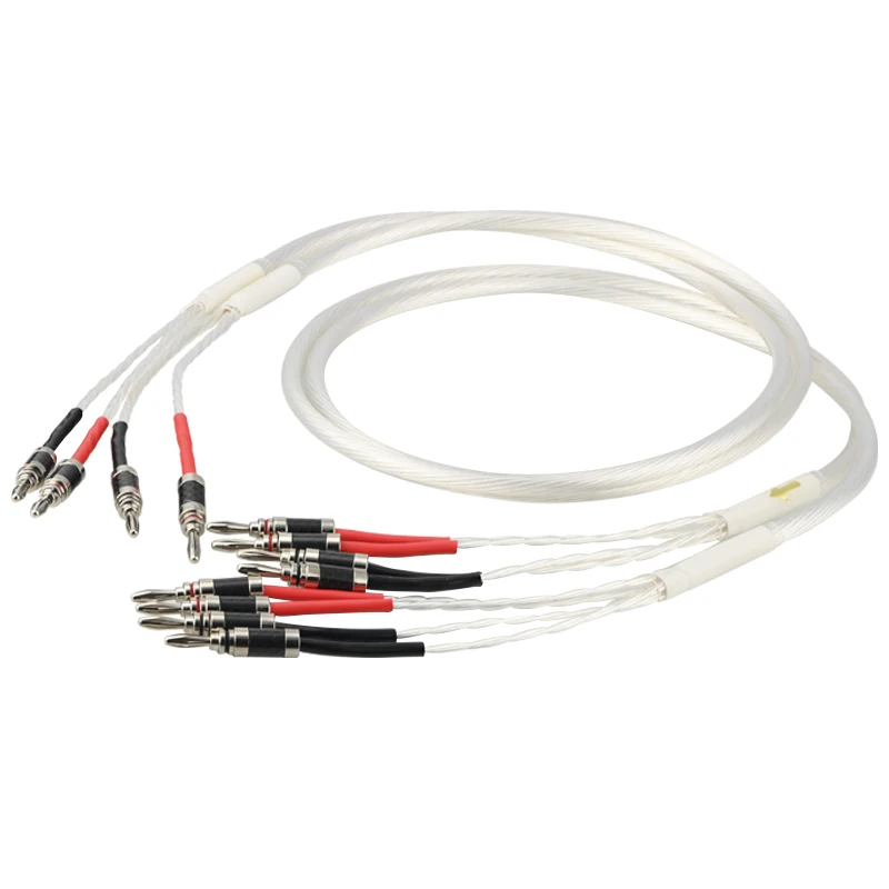 

HiFi Audio Line 5NOCC Silver Plated Speaker Cable Banana Plug 2 to 4 Biwire Loudspeaker Wire