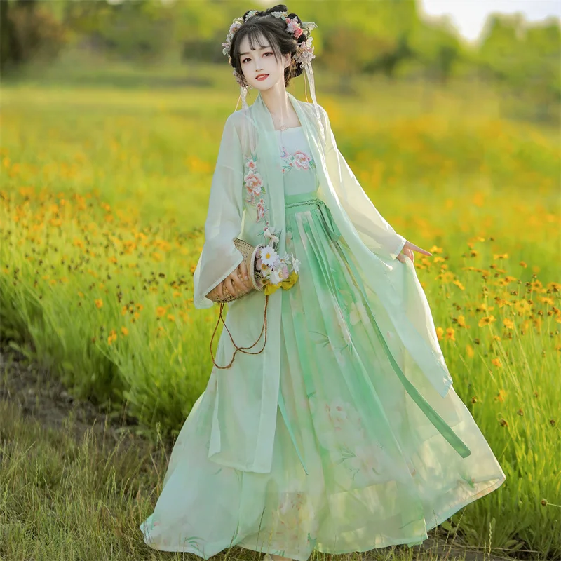 

NT10 2024 New Original Song-made Hanfu Women's Summer Thin Embroidered Long Strap Pleated Skirt