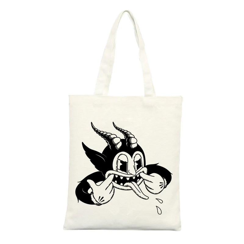 Fantasy Creature Graphic Canvas Tote Bag, Streetwear Style for Casual Shopping and Daily Use