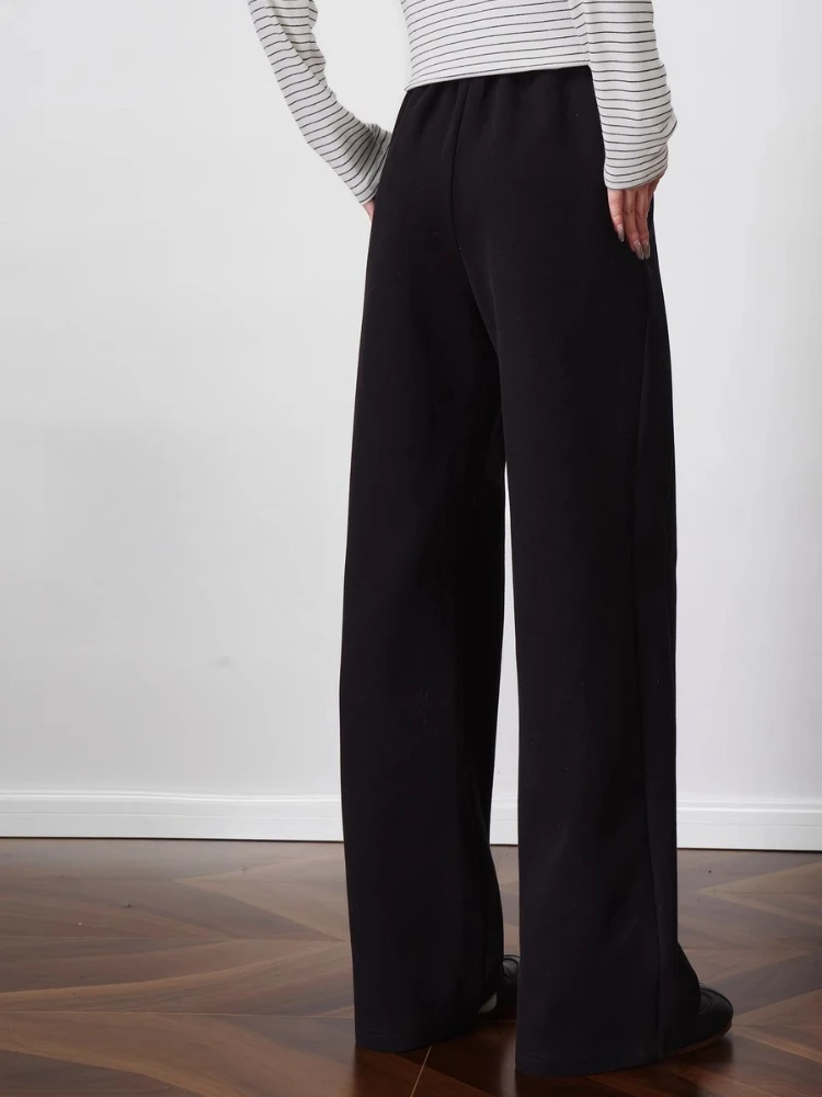 OLrain Women's Casual Pants Solid Basics Wide Leg Pants 2025 Autumn New Loose Elastic Waist Versatile Trouser Female O57QK001321