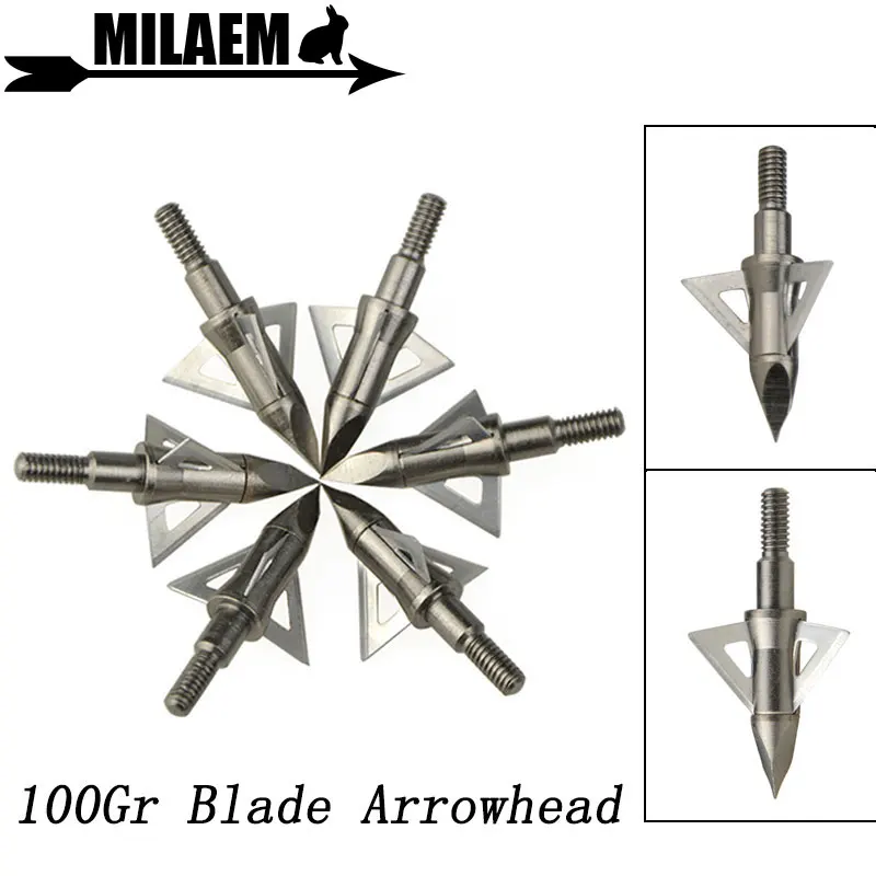 

3/6/12pcs Archery Blade Arrowhead Target Arrow Point Tips 100Gr Broadheads Stainless Steel Hunting Shooting Arrow Accessories