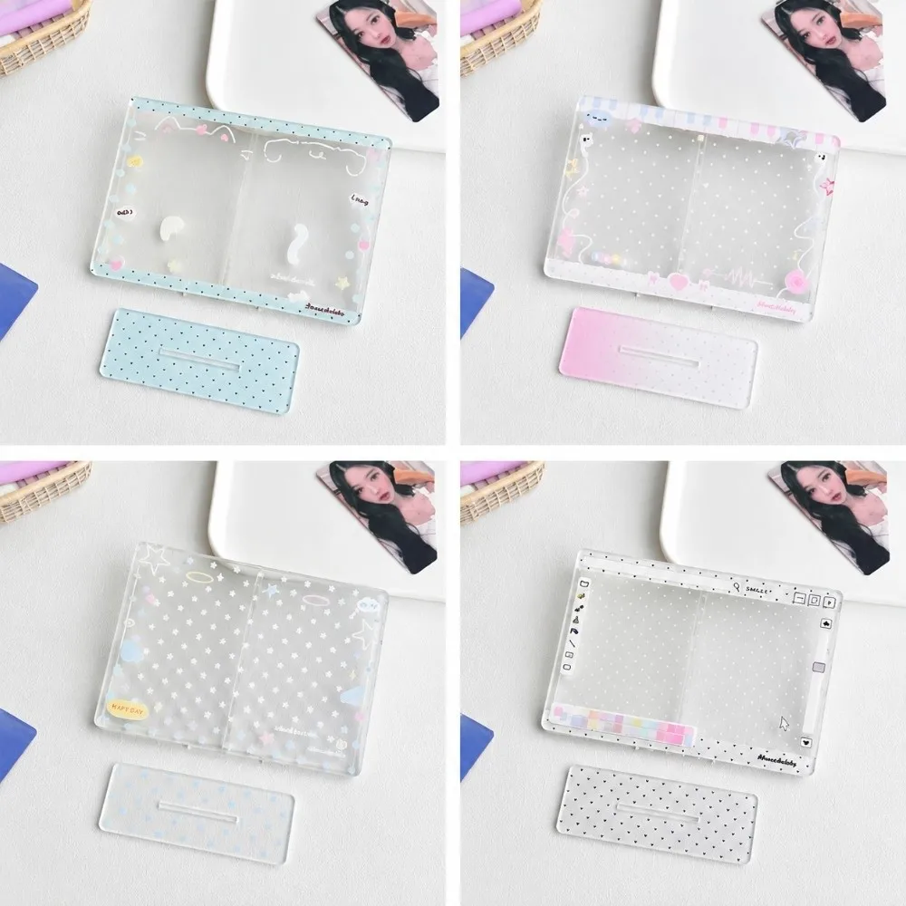 Dual Card Slot Double Card Holder Freestanding Couple Photo Display Photo Display Stand Acrylic 3 Inch Card Holder Standee