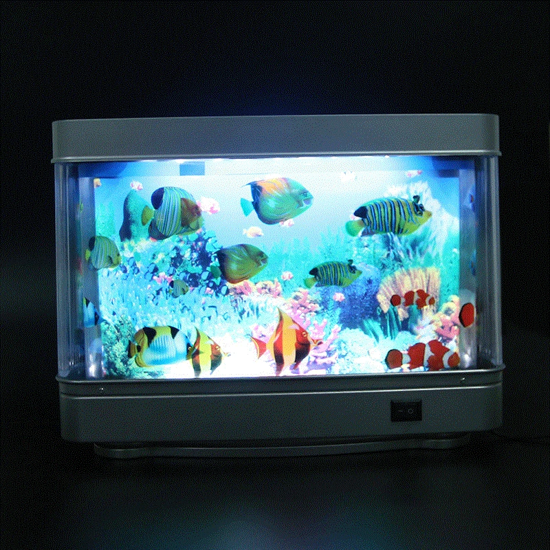 Led Fish Tank Lamp Aquarium Decoratie Nachtlamp Virtuele Oceaan Dynamische Led Tafellamp Met Schakelaar Schattige Indoor Decoratie Geschenken