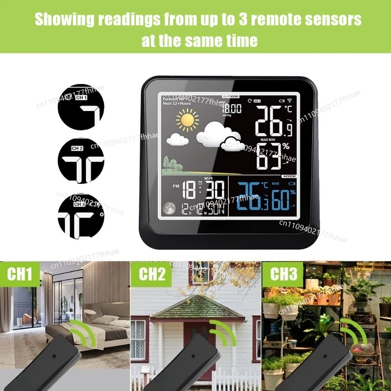 Household Wireless Electronic Thermohygrometer IndoorOutdoor Color Large Screen Weather Forecast Alarm Calendar Air Pressure