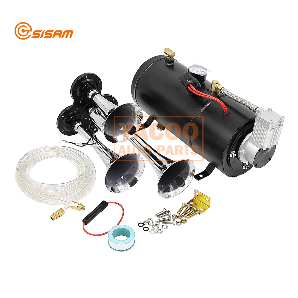 Big Truck Train Air Horn Air Tank Kit with Silver Color Compressor Horn popular for USA market