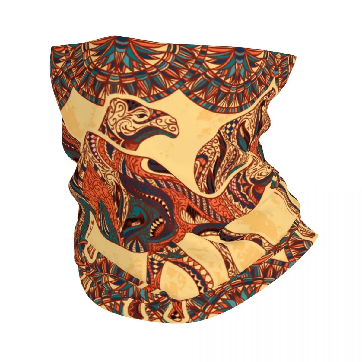 Egypt Colorful Floral Camel Thin Bandana Neck Gaiter Ancient Egyptian Culture Wrap Scarf Headband Neck Cover