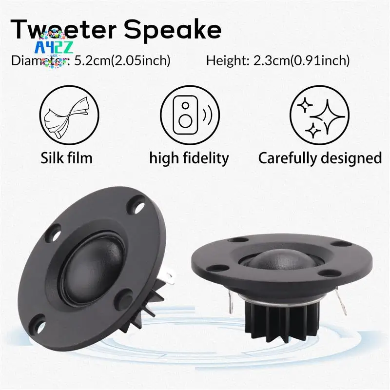 

A42Z-Tweeter Динамик 6 Ом 30 Вт Hi-Fi Мягкий купол Шелковая пленка Тройной громкоговоритель Зубчатый радиатор 2 шт.