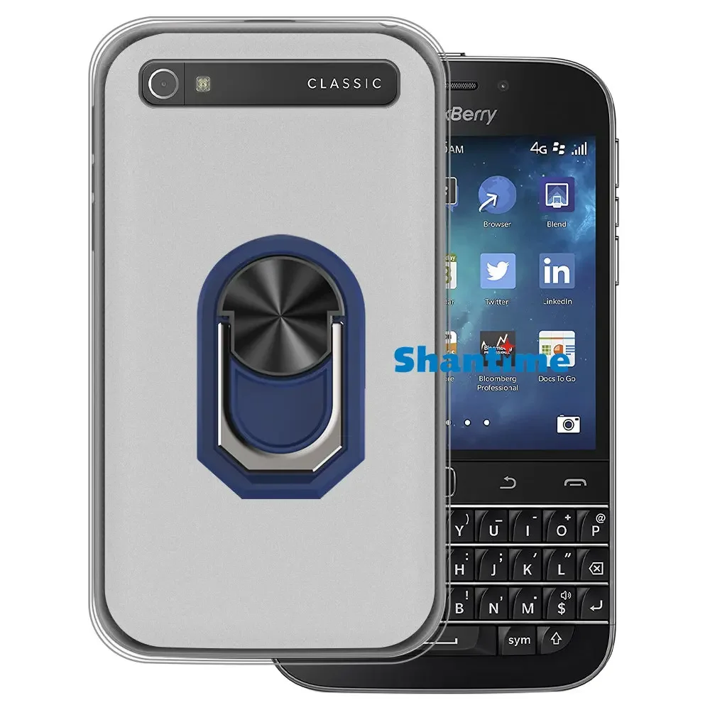 Luxury Shockproof Ring Holder For BlackBerry Classic Case Soft Silicone TPU Protective Holder Cover For BlackBerry Q20