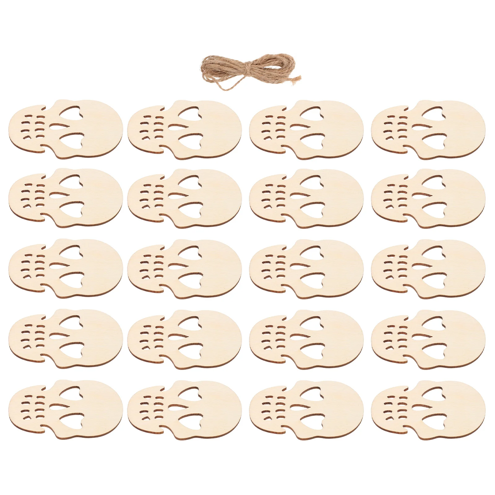 

20 Pcs Hollow Wooden Skull Ornaments for Halloween Party Decorations Lightweight DIY Gift Tags Fireplace Wall Decor