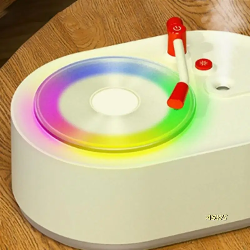 Mini USB Portable Retro Record Player Cool Mist Air Humidifier Essential Oil Aroma Diffuser With Led
