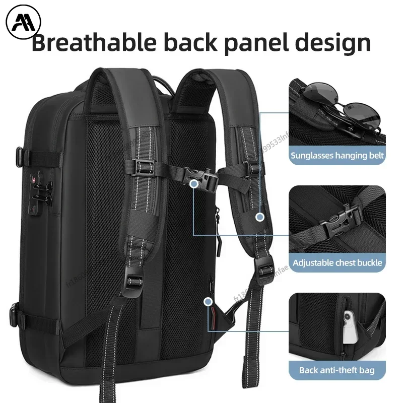 حقيبة ظهر للسفر للرجال، حقيبة ظهر للكمبيوتر المحمول مقاس 17 بوصة، حقيبة ظهر مدرسية ذات سعة كبيرة ممتدة للمشي لمسافات طويلة، حقيبة ظهر للأعمال #6