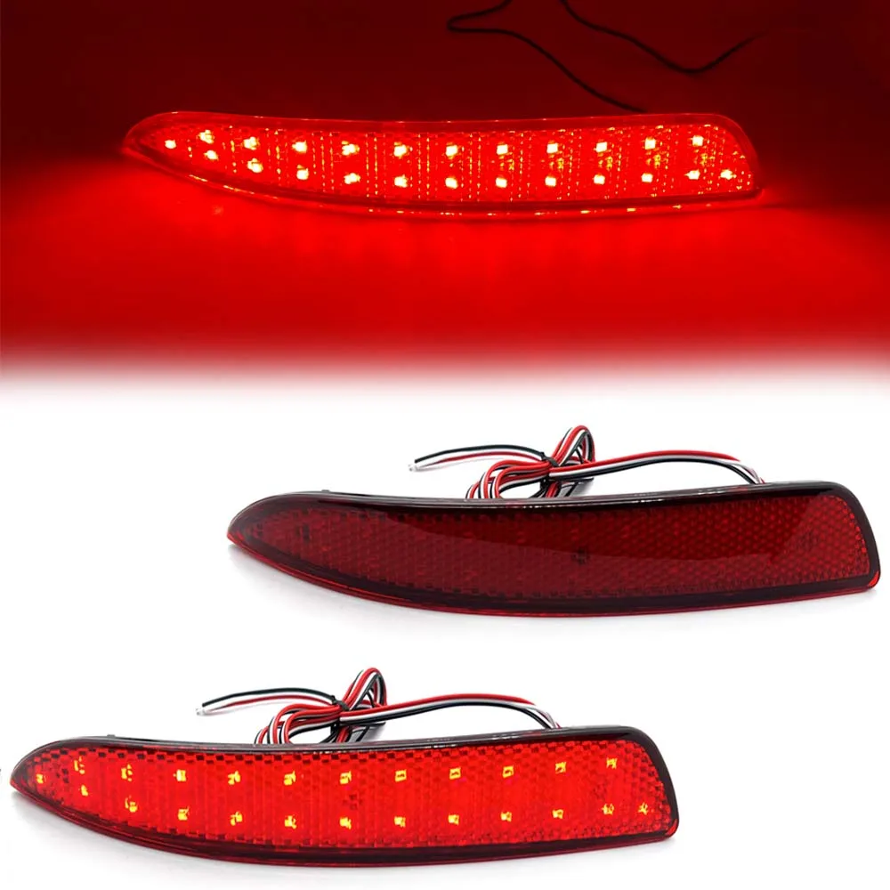 

2Pcs Red Lens LED Rear Bumper Reflector Light For BMW E70 E71 X5 2007-2013 Rear Tail Warning Stop Turn singal Light Fog Lamp