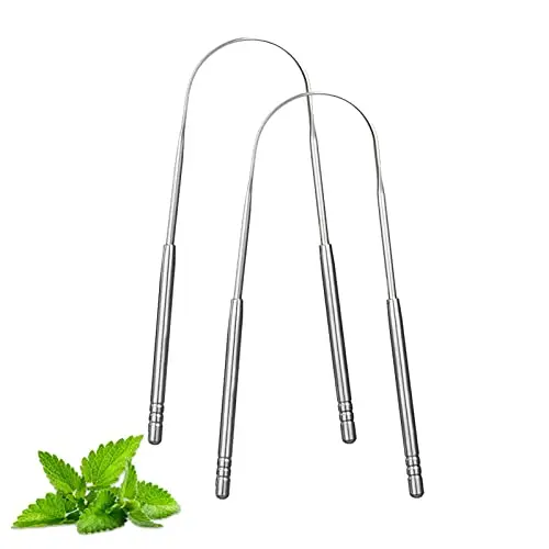 1/2/6pcs Stainless Steel Tongue Cleaning Tongue Scraper Reusable Tongue Coating Cleaning Scraper Silvery U Shaped Tongue