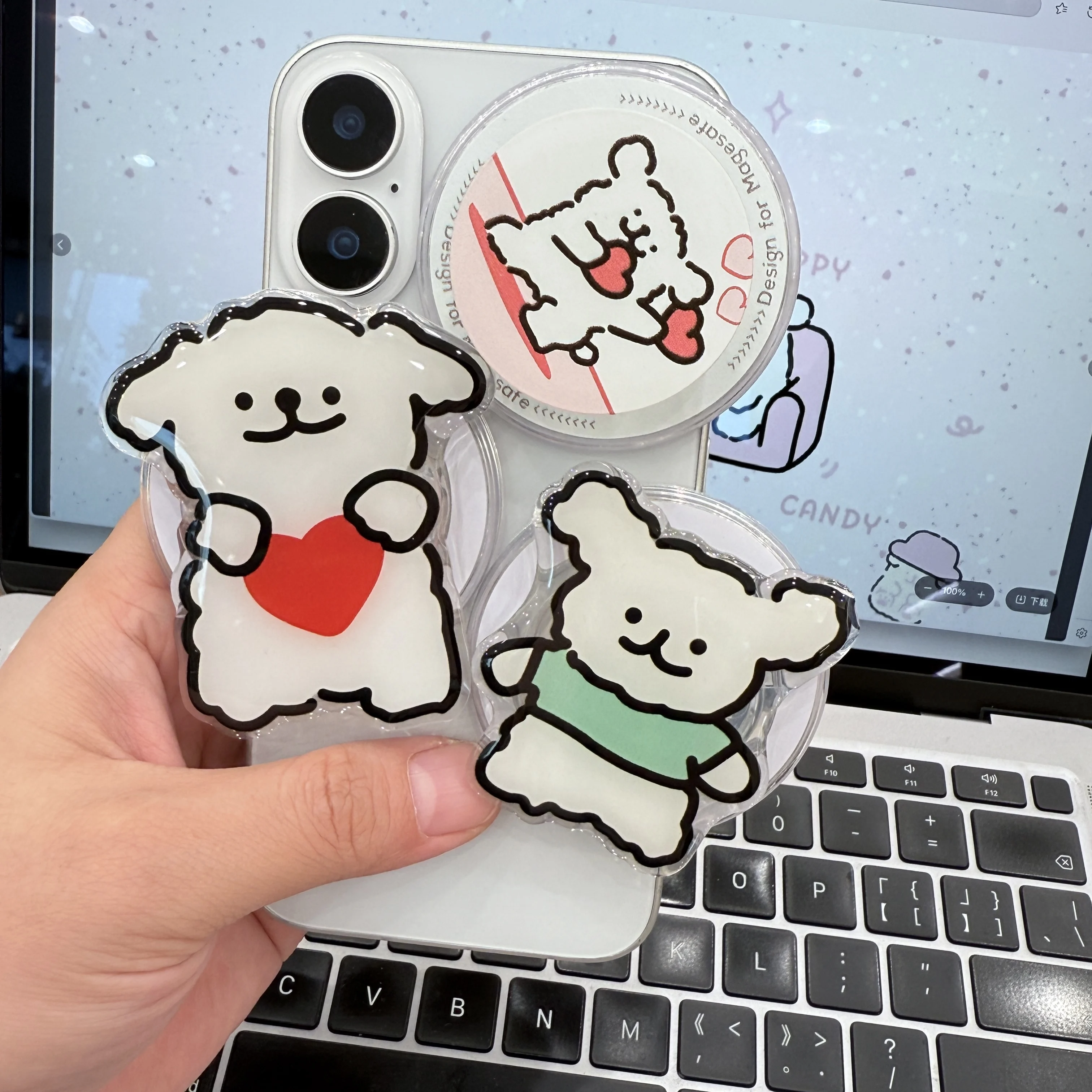 

Kawaii Bracket For Line Puppy Novelty Magnetic Mobile Phone Holder Watch TV Series Essential Practical For IPhone Or Smartphone