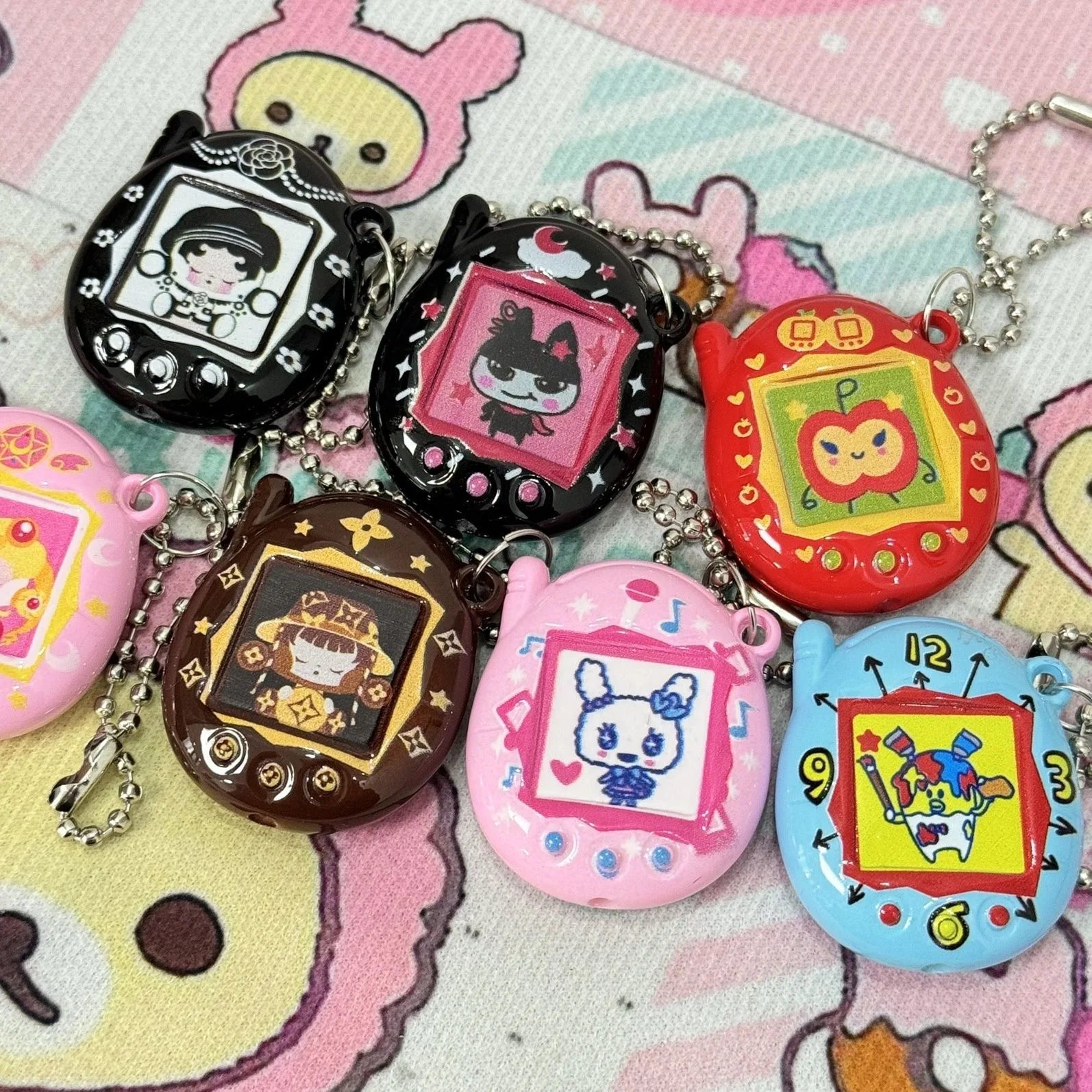 Tamagotchi anime simulado eletrônico pet máquina modelo kawaii mimitchi mochila chaveiro pingente mismotchi modelo presente de aniversário