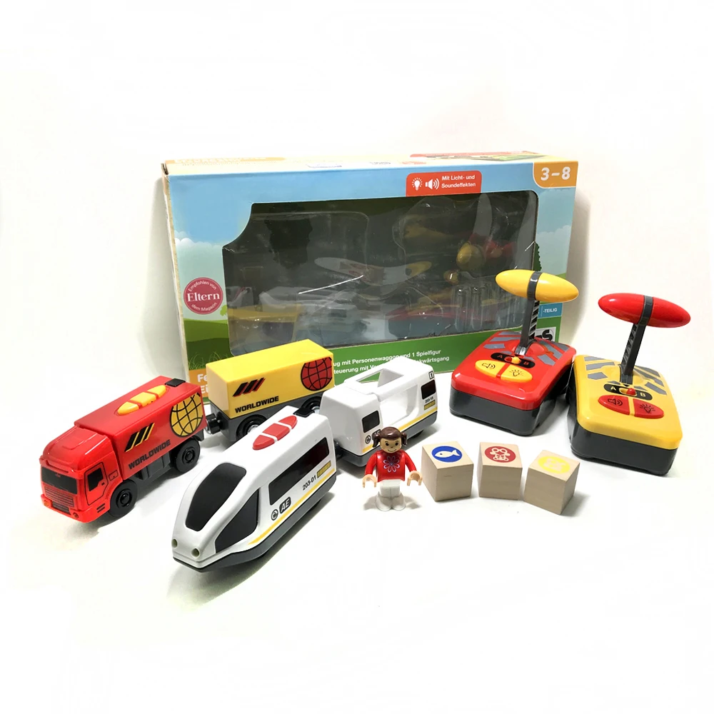 

Original Box Set Remote Control Electric Magnetic Link Compatible Wooden Track White Harmony Train And Red W01