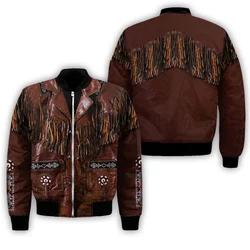 American West Cowboy Men Bomber Jacket Custom Name 3d Printed Jacket Men Clothes Autumn Winter Harajuku Zipper Coat Overszied