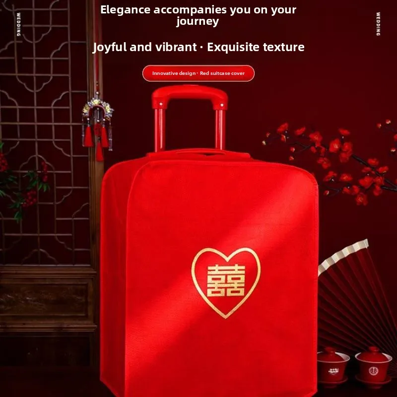 

Wedding Protection Cover Red Disposable Luggage Cover for Bridesmaid Suitcase Travel Bag Polyester Material No Expansion Layer