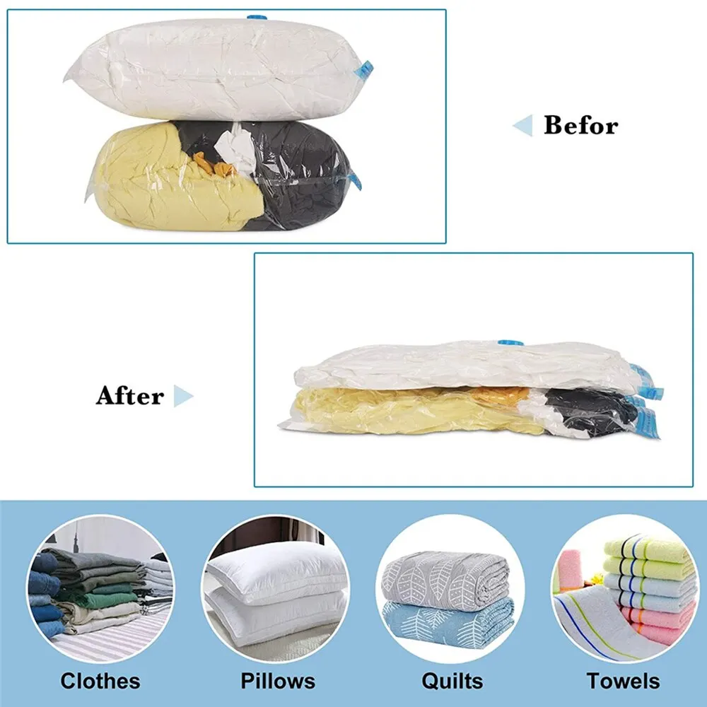 7/8PCS Vacuum Storage Bags For Clothes,Bedding,Space Saving Bags Storage Vacuum Seal Packet,Folding Compressed Organizer Bag