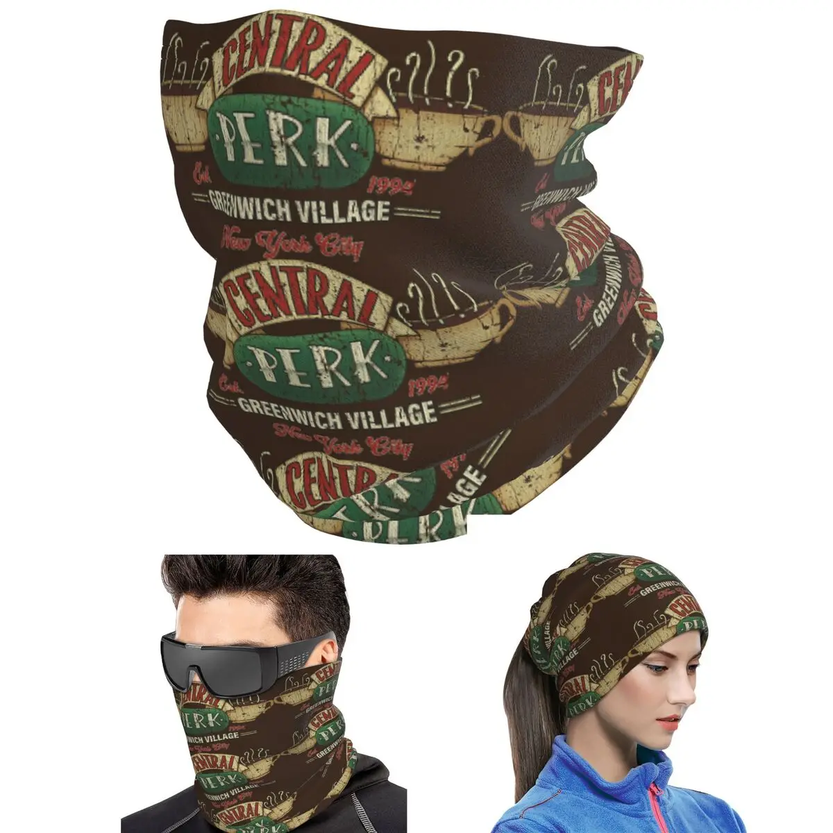 Central Perk Friends Logo Bandana Neck Cover Printed Wrap Mask Scarf Running Headwear For Men Women Adult Breathable