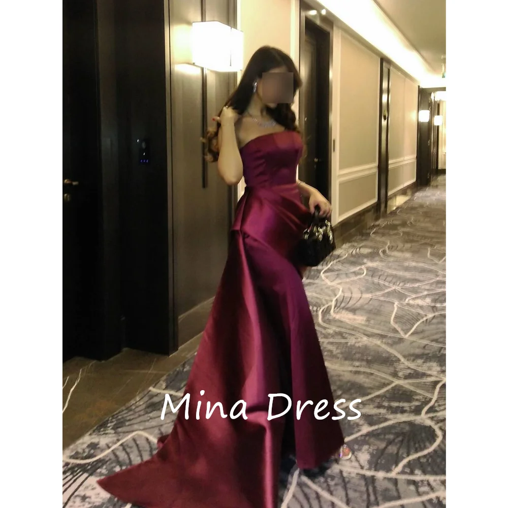 Mina custom sleeveless strapless long elegant evening dress suitable for special occasions parties and dances