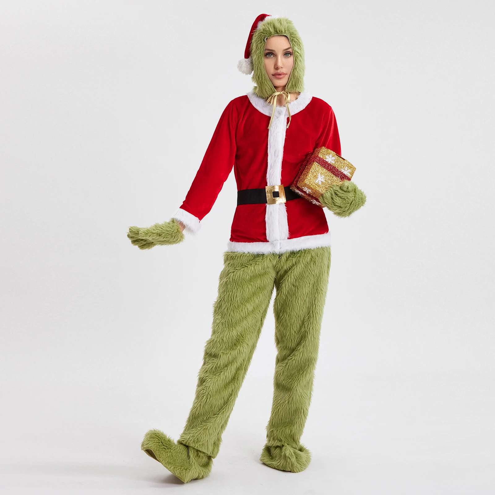 Christmas Outfit Tops Pants Hat Gloves Shoes Cover Monster Cosplay Costume Family Matching Outfit for Photoshoot