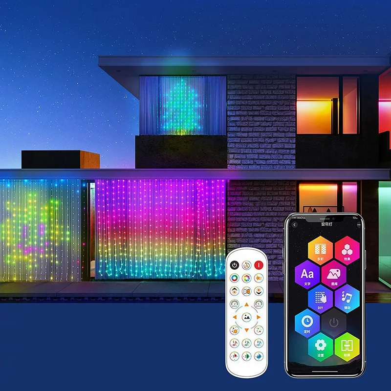 

LED Colorful Smart Curtain Light Remote Control Programmable Holiday Ambient Lighting For Christmas/Birthday Party/Evening Party
