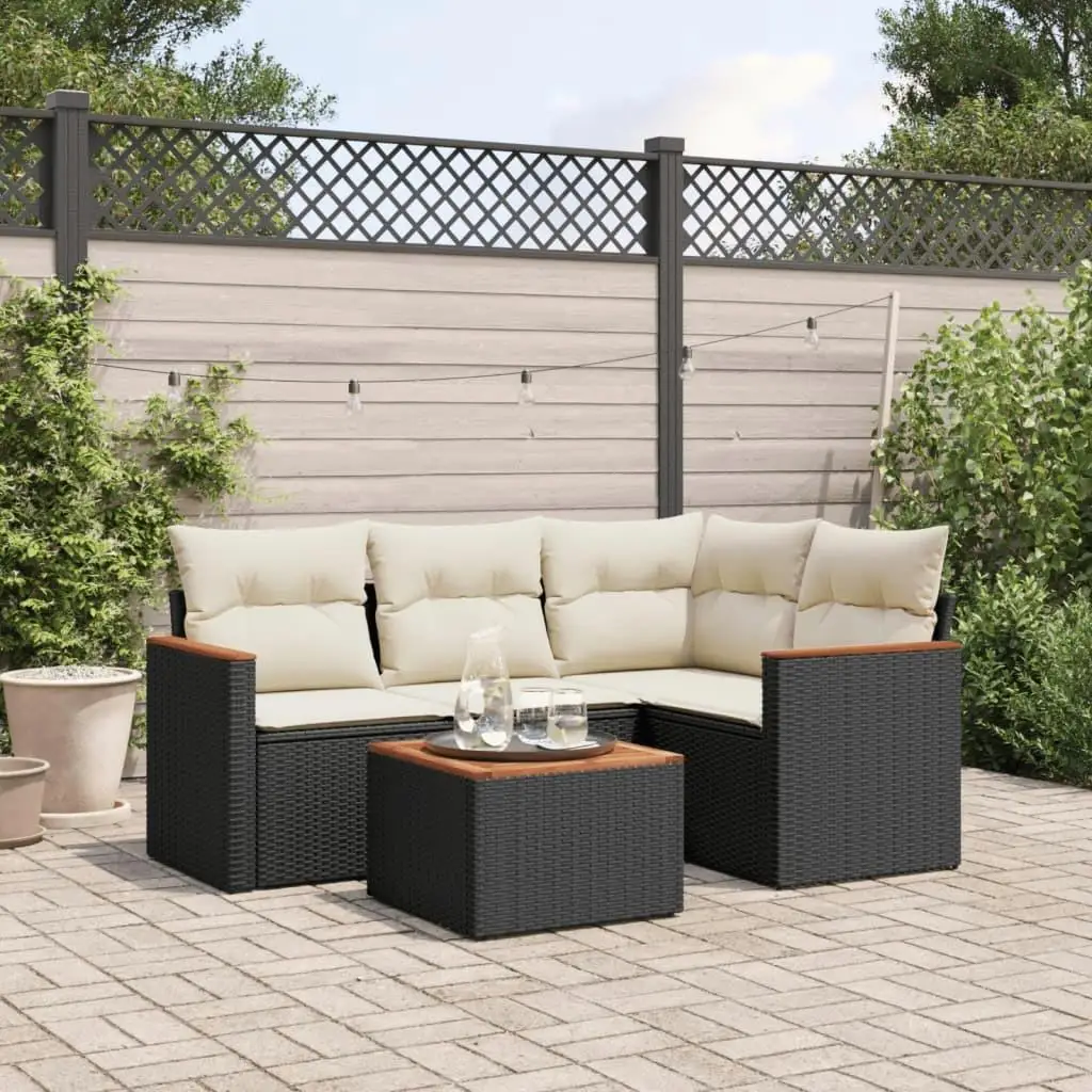 

Garden Sofa Set Black and Cream White Outdoor Furniture Stylish Comfortable Seating for Patio Yard Balcony Relaxation