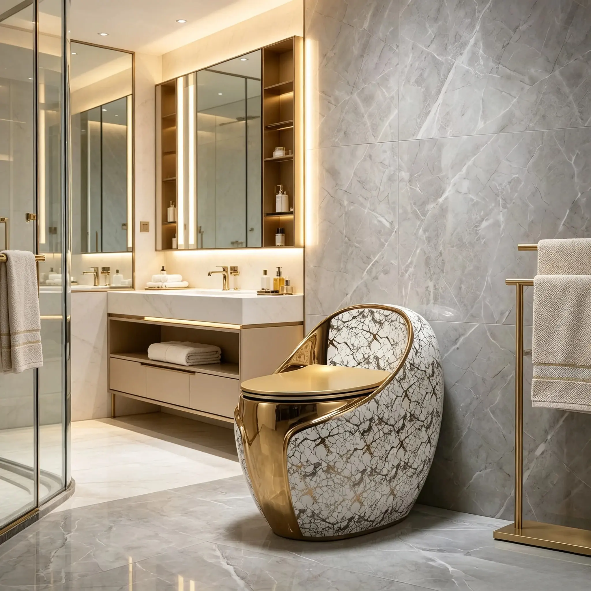 Luxury Bathroom Commode Golden Freestanding Basin And Toilet Gold Color Toilet Bowl Bathroom Wc Toilet Set Gold Toilets