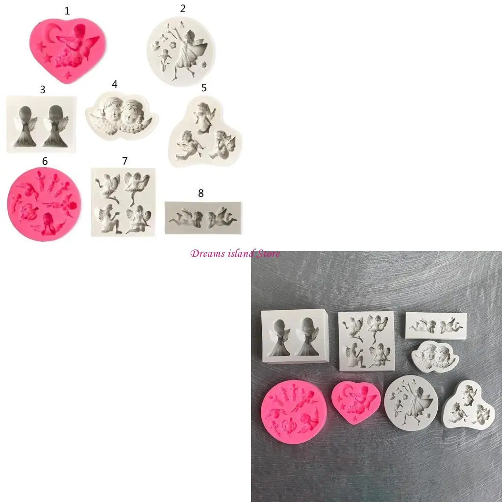 Chocolate Moulds Angel Shaped Baking Molds Fondant Moulds Silicone Cake Molds 8 Styles Perfect Gift for DIY Baking Lover HX6C