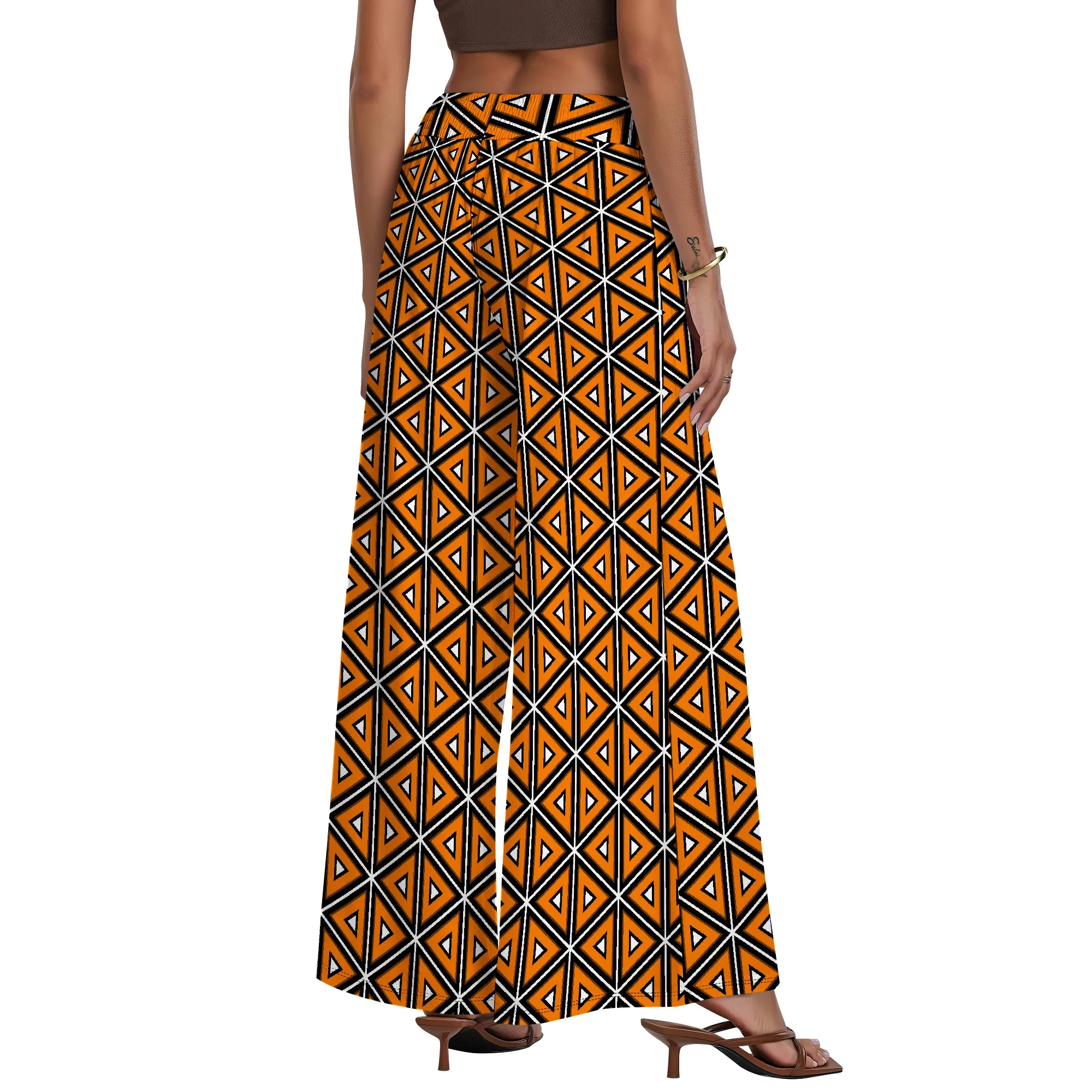 Women's Wide Leg Pants with Pockets All Seasons Casual Comfort Geometric Pattern for Rave Party Music Festival
