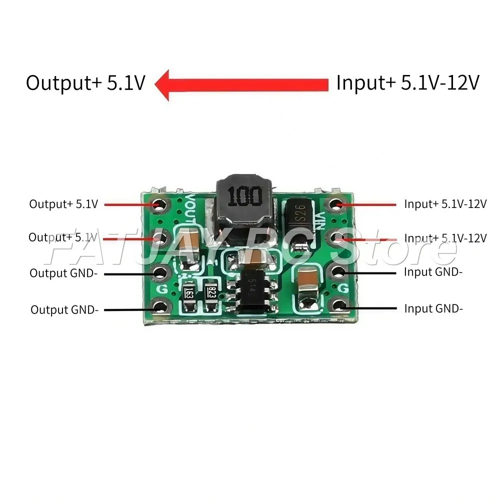 FATJAY 5.1V-12V to 5V Buck Module | Mini Voltage Regulator for OPTO ESC Accessory